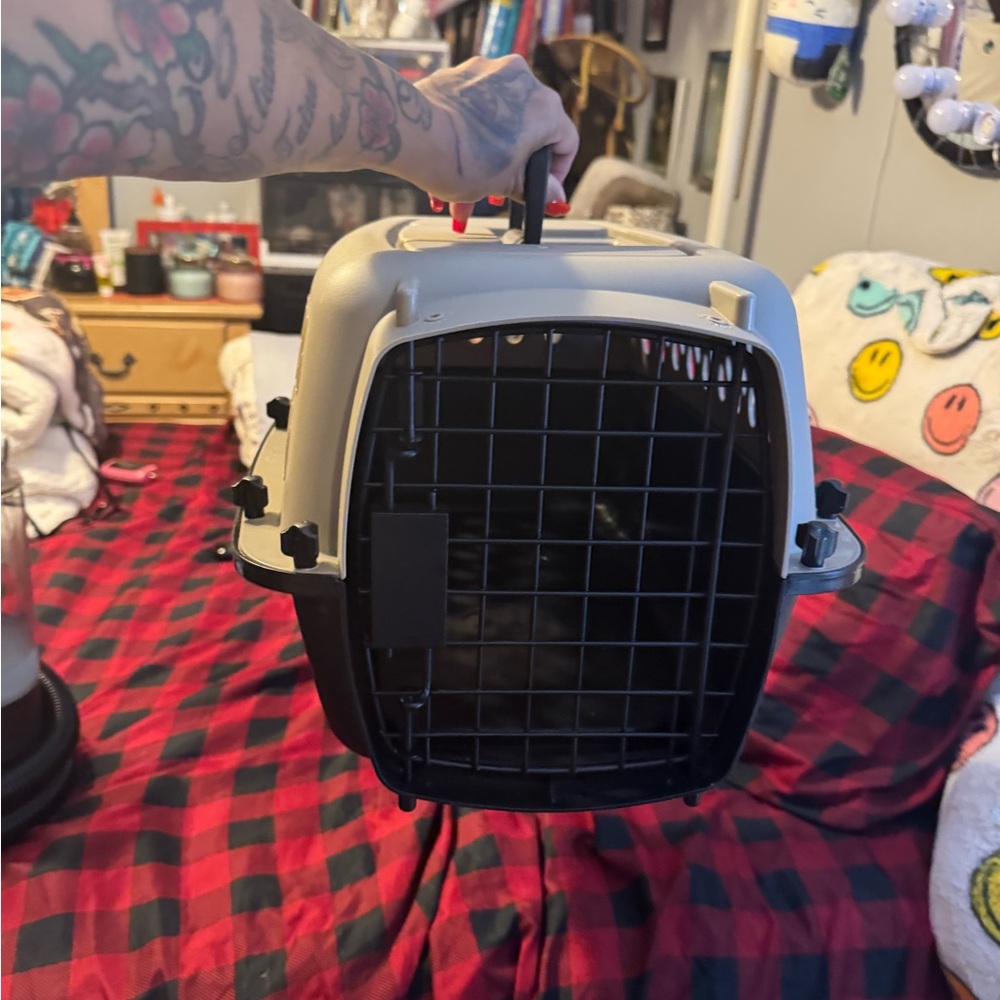 Pet Carrier for Small Pets - Black and Gray